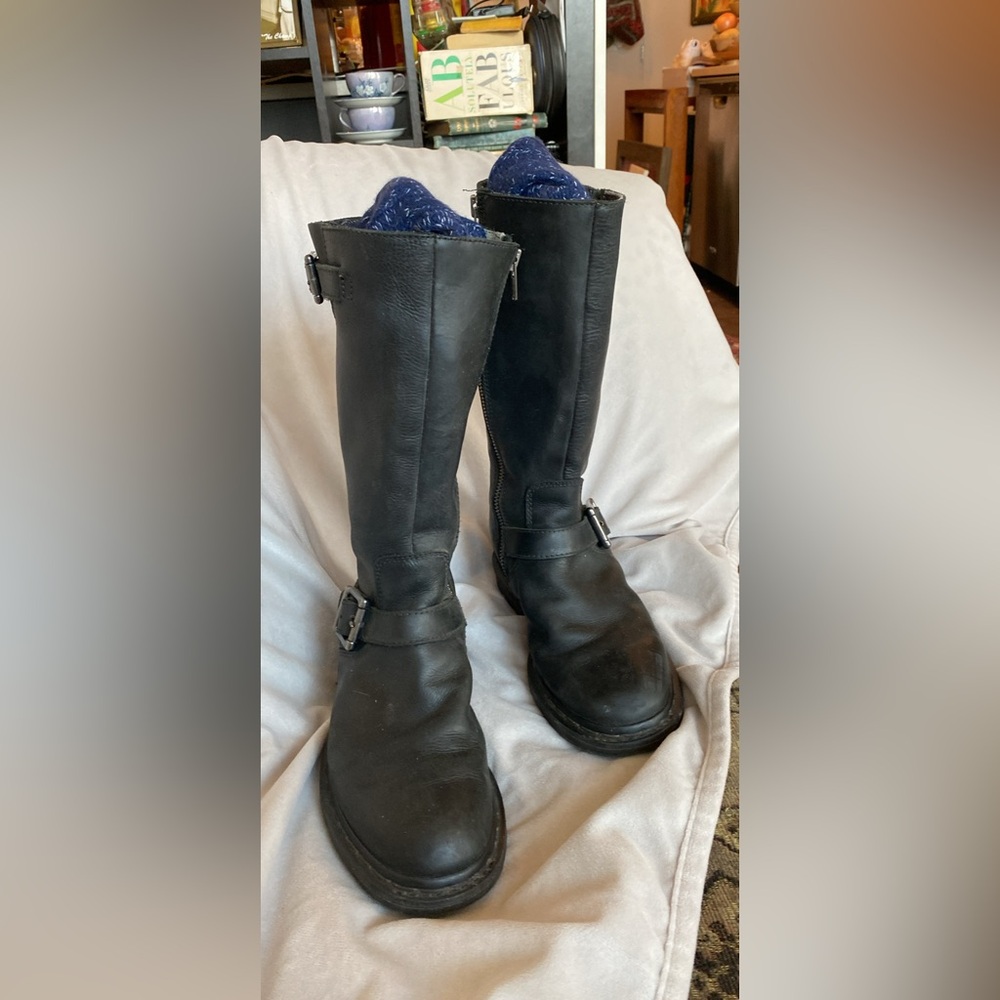 Dr. Martens Black Leather Ankle Boots with Brass Zipper